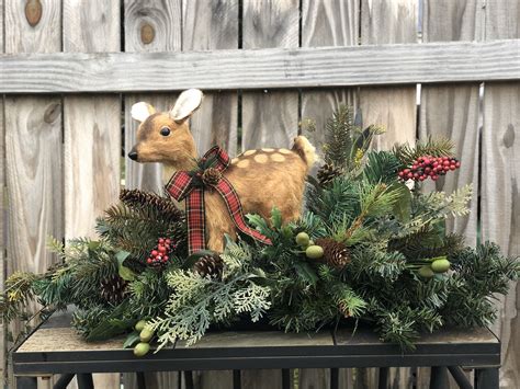 Christmas Centerpiece Woodland Christmas Centerpiece Deer Etsy