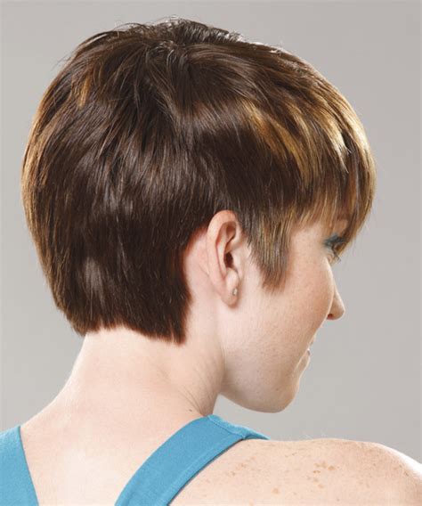 Pixie cut with jagged bangs. Dark Golden Brunette Pixie Cut with Side Swept Bangs