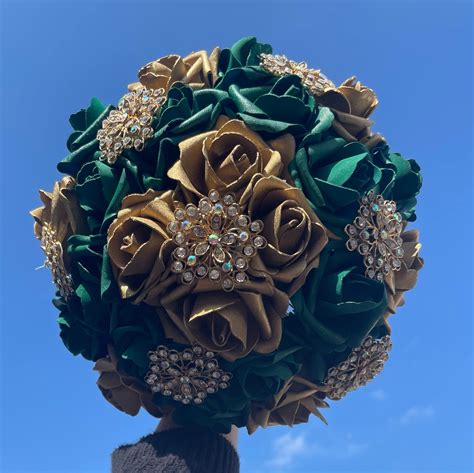 Emerald Gold Quinceañera Bouquet Etsy