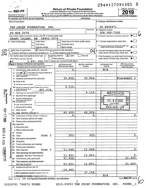 2019 Form 990 For The Chief Foundation Cause Iq