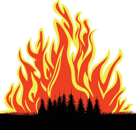 Wildfire Clipart Forest Fire Silhouettes Vector Image 24787926 Vector