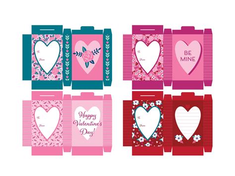 Valentines Heart Candy Boxes Printable Craft Pdf And Png Etsy