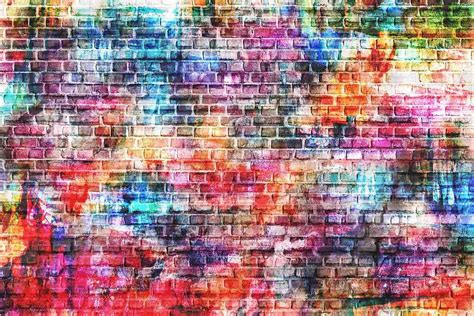 Colorful Painted Brick Wall Texture Photography Backdrop J