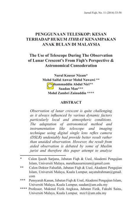 Pdf Penggunaan Teleskop Kesan Terhadap Hukum Ithbat Kenampakan Anak