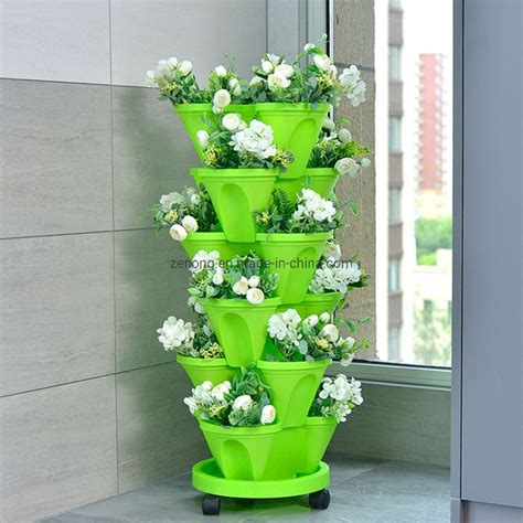 Tower Stack Stereoscopic Four Petal Flower Pot Strawberry Plant Pot For