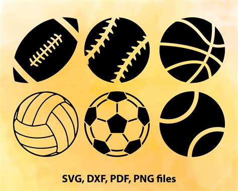 Instant download file in svg, dxf, png, pdf, and eps format. Sport Svg Balls clipart Football svg Soccer svg Baseball
