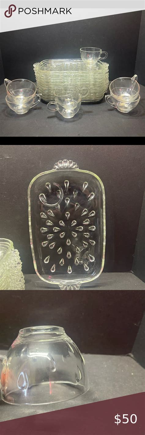 Vintage Hazel Atlas Glass Plate Snack Clear Teardrop Drop Seed