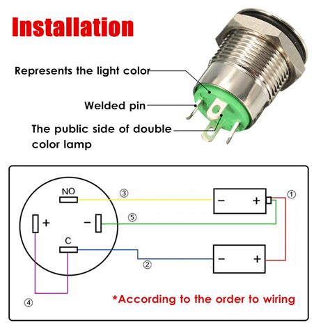 12V 2A 9.5mm Waterproof LED Metal Cap Power Momentary Push ...