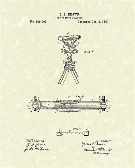 surveyor s transit 1891 patent art drawing by prior art design fine art america