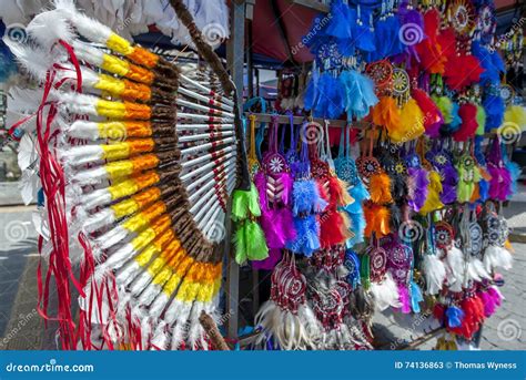 A Colourful Display Of Native American Indian Products For Sale At The