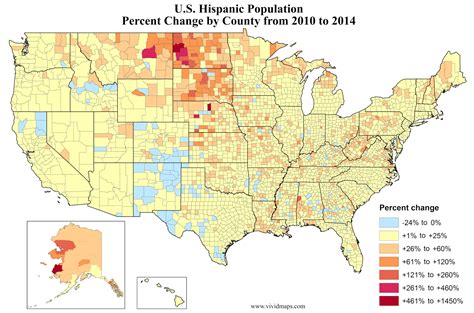 Us Hispanic Population Percent Increase By County Vivid Maps