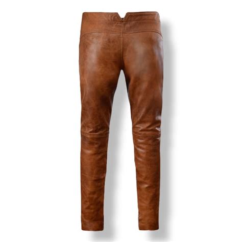 Mens Handmade Jim Morrison Brown Leather Pants Bikers Pants Gay Pants