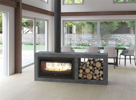 lacunza nickel 1000 double sided inbuilt wood fireplace