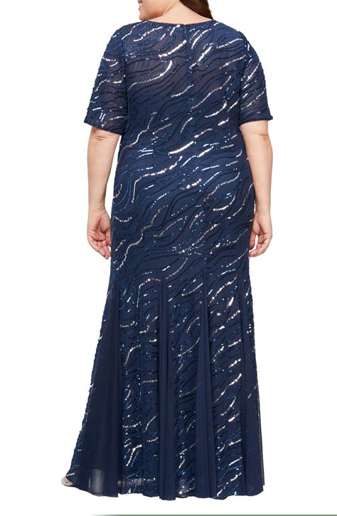 alex evenings sequin v neck fit and flare gown nordstrom
