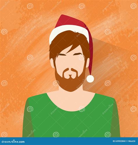 Profile Icon Male New Year Christmas Holiday Red Stock Vector
