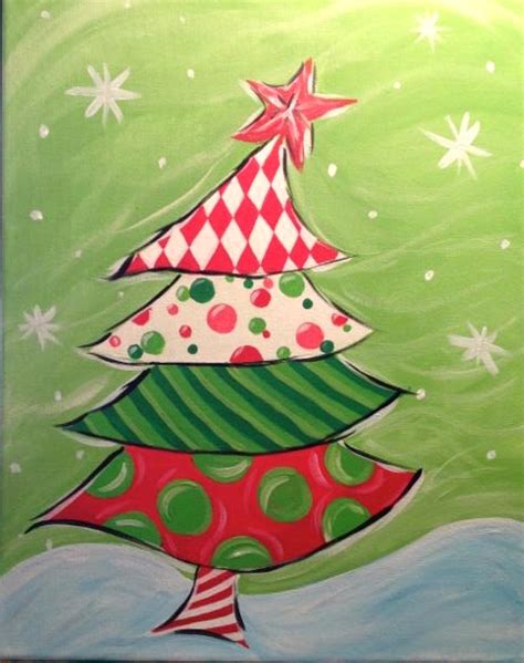 Whimsical Christmas Tree Painting At