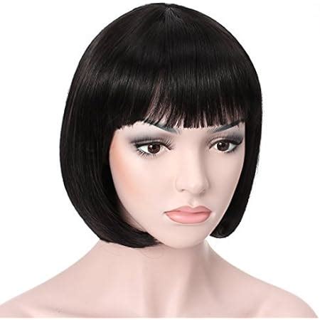 Amazon Com Black Short Bob Flapper Cosplay Wig Synthetic Costume Women