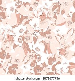 Delicate Nude Flowers Pattern Vector Seamless Stock Vector Royalty Free Shutterstock