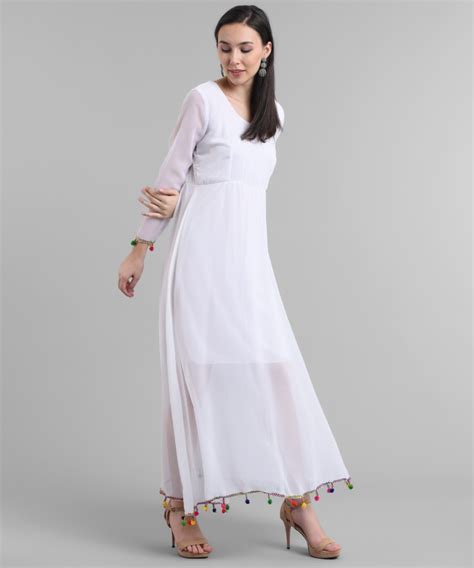 Buy Raabta Fashion Women Plain White Dress At