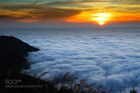 Photograph Ali Mountain Sunset And Sea Of Clouds Taiwan By Creck Wang On