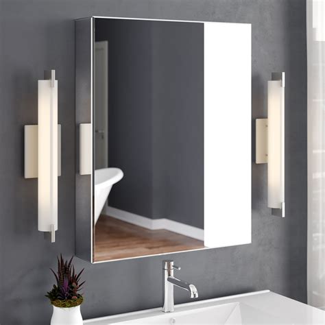 Minimalist Modern Bathroom Medicine Cabinet Mirror Brushed Aluminum