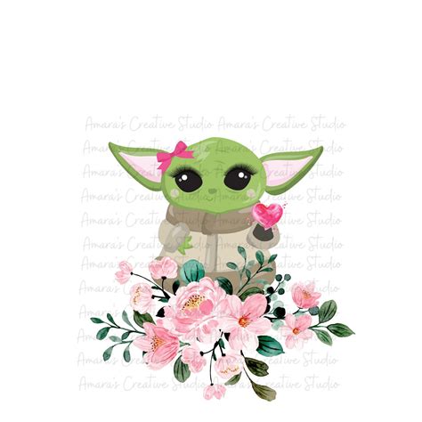 Baby Yoda Girl With Ring Of Flowers Bundle Set Of 2 Starwars