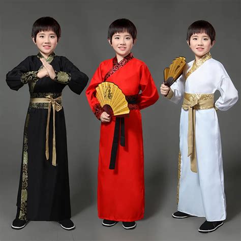 Gold Hanfu Dress Ancient Chinese Traditional Costume Men For Kids Boys