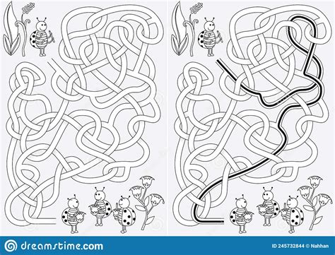 Ladybug Maze Stock Vector Illustration Of Drawing Game 245732844