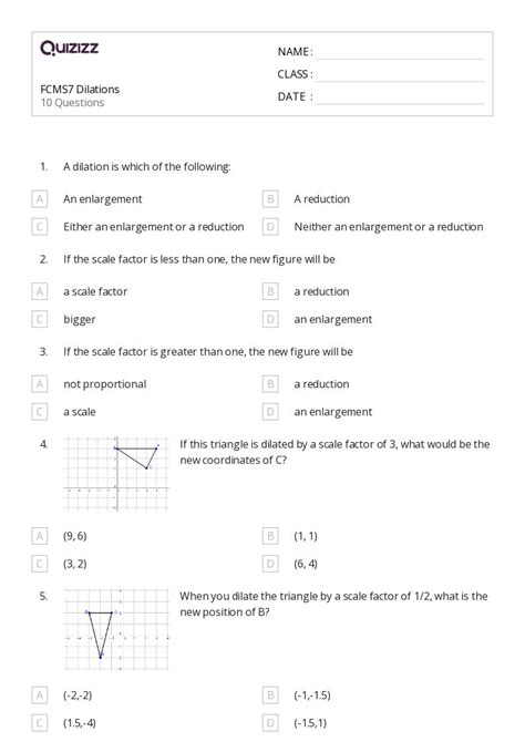 50 Dilations Worksheets On Quizizz Free Printable