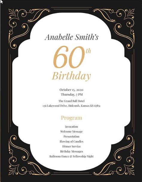 New templates added each day.#birthday #invitations #free #templates #printable #party. 60th Birthday Program Template | 60th birthday ideas for ...