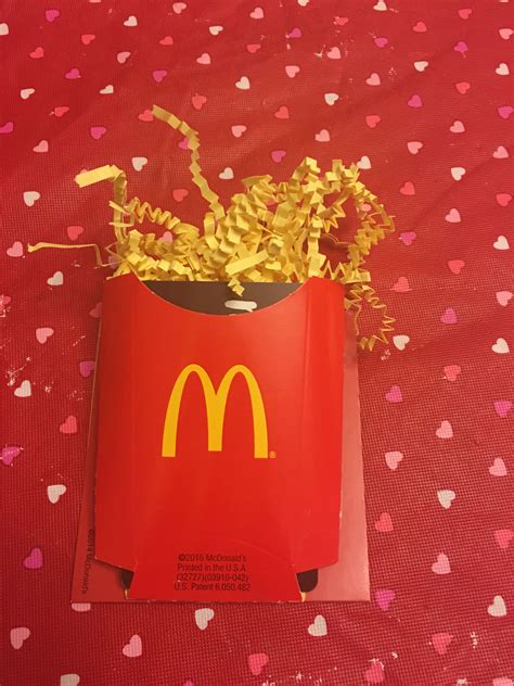 teacher thank you mcdonald s t card in small fry package with yellow filler paper