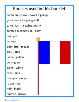 French Basic Phrases, Colors and Numbers Glyph by Yvonne Crawford