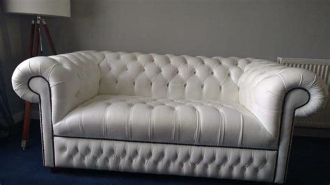 White Leather Chesterfield Sofas 2 3 Seaters In Southside Glasgow Gumtree