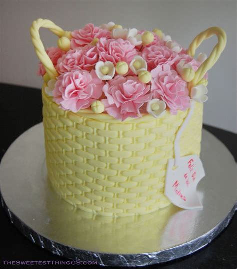 I made my open star tip cake into a mother's day cake!! Mothers Day Basket. Rum cake with swiss meringue ...