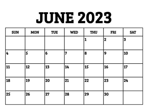 Free Blank June 2023 Calendar Templates