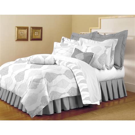 Please note that you may be able to see a connection where two pieces of fabric. Home Dynamix Classic Trends White-Light Gray 5-Piece Full ...