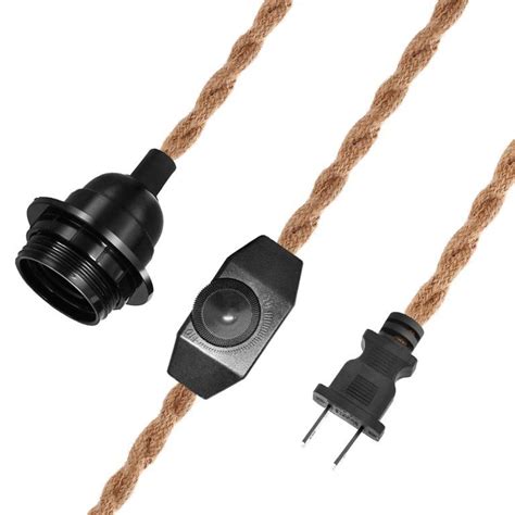 Pendant Light Cord Hanging Light Kit With Switch Plug In 15ft Hemp