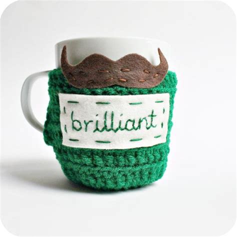 Brilliant Mustache Funny Coffee Cozy Mug Cozy Tea By Knotworkshop
