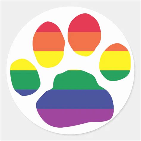 Gay Pride Paw Print Classic Round Sticker Zazzle