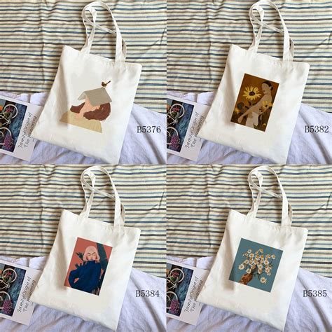 Aesthetic Art Canvas Tote Bag Aesthetic Pic Print Storage Bags Student