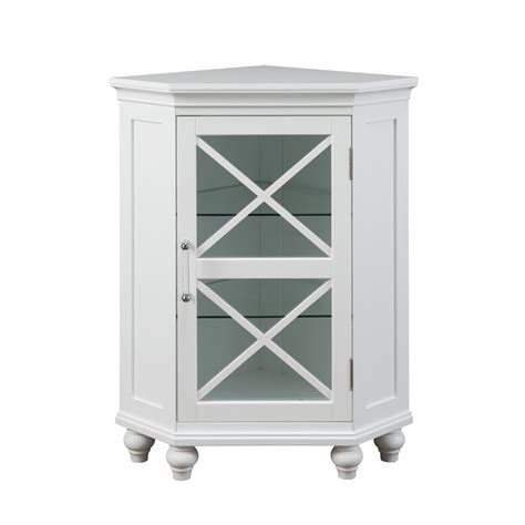 Elegant Home Fashions Blue Ridge Corner Floor Cabinet In White Elg 631