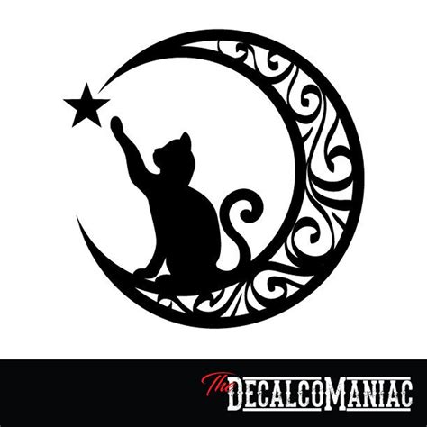 Black Cat and Moon Decal in 2021 | Black cat tattoos, Moon decal, Cat