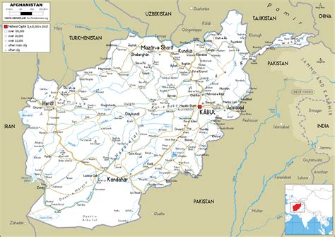 Creador de mapas en blanco afganistán en línea de alta resolución (vector). Afghanistan Map (Road) - Worldometer