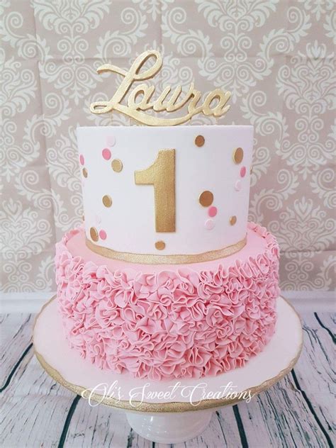 First Birthday Cake With Pink And Gold Theme Girls First Birthday