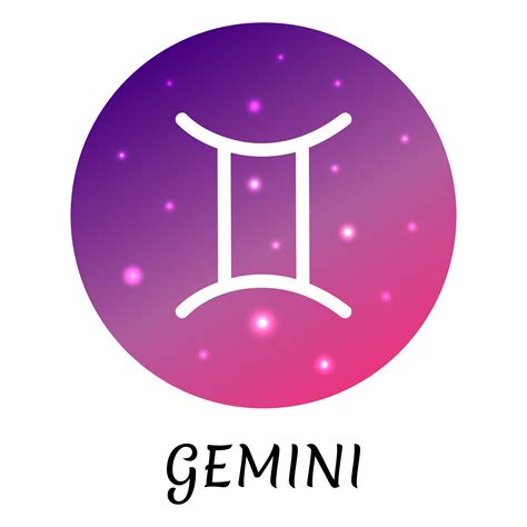 Zodiac Sign Gemini Isolated Vector Icon Zodiac Symbol With Starry Gradient Design