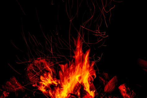 Wallpaper Bonfire Fire Sparks Flame Dark Hd Widescreen High