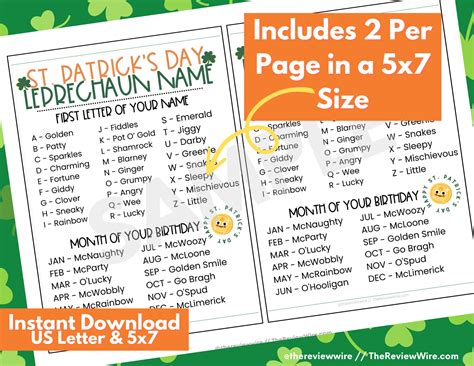 What S Your Leprechaun Name Printable Leprechaun Name Etsy