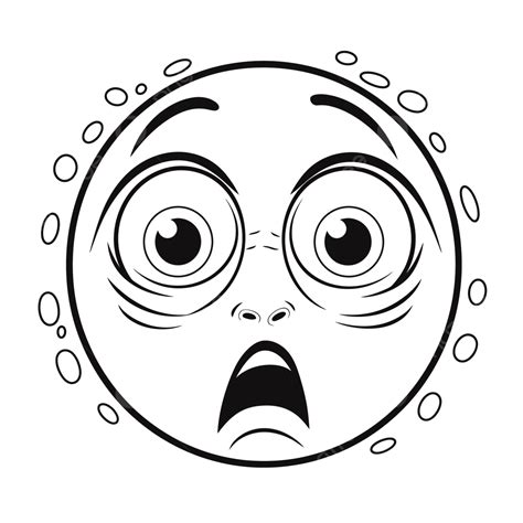 Shocked Face On A White Background Outline Sketch Drawing Vector Wing