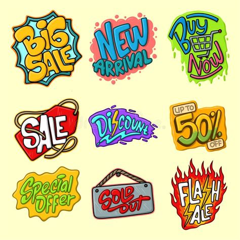 Set Of Promotion Badge Cartoon Pop Art Style Vectors Stock Vector