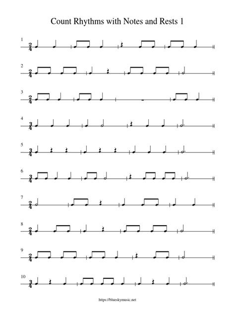 Count Rhythms With Notes And Rests 1 Pdf